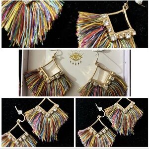 Eye candy Multicolor Fringe Earrings with Gold Accents!